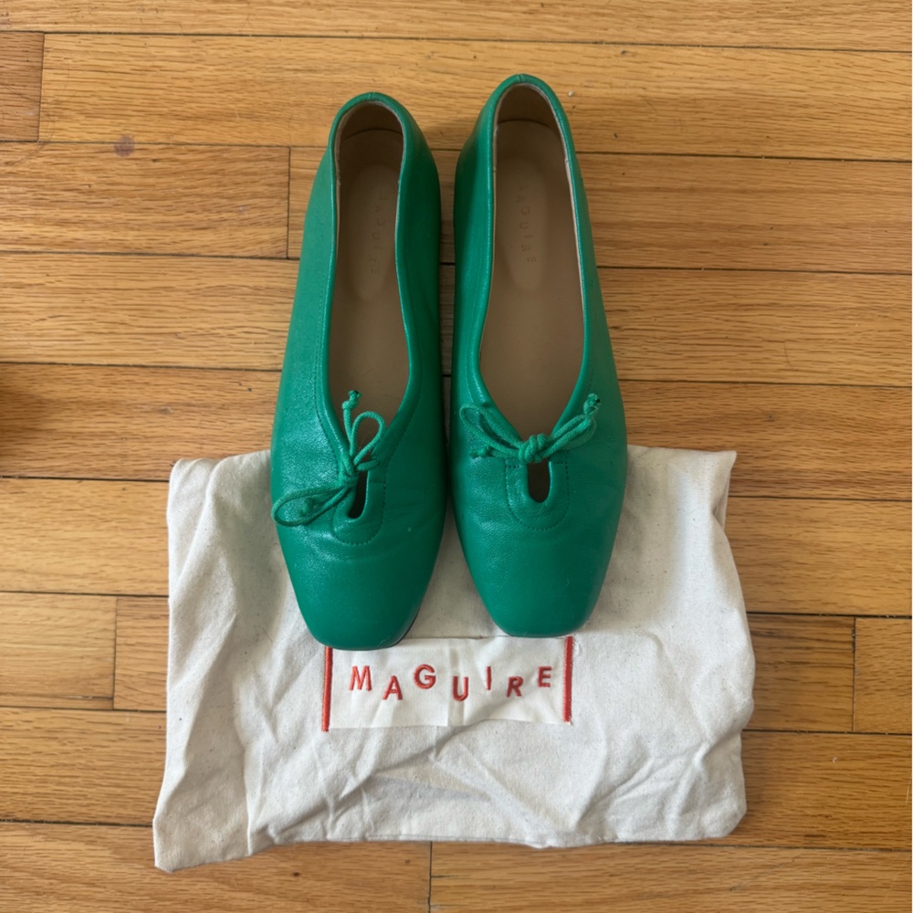 Maguire Prato Women's Kelly Green Leather Tie-Front Flats